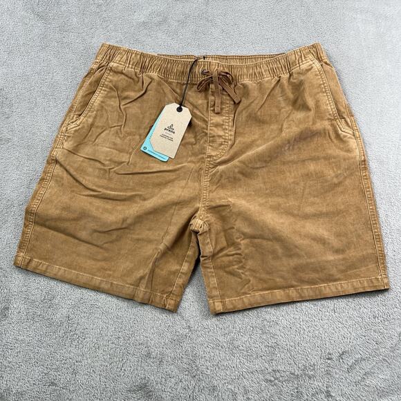 NEW Prana Mens XXL Canyon Camp Drawstring Corduroy Shorts ORGANIC Earthbound Tan - Picture 1 of 13